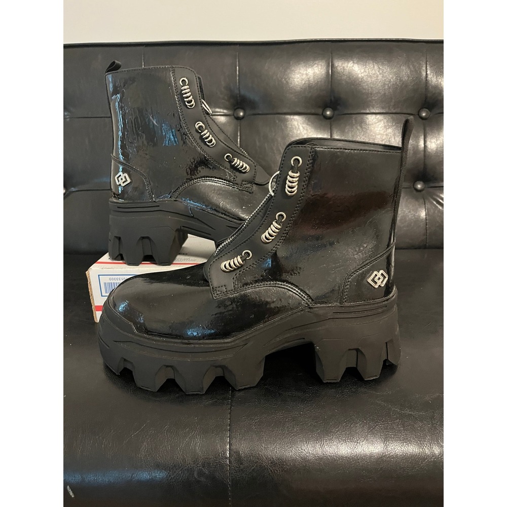ASOS DESIGN Mens Black Patent Chunky Platform Lug Sole